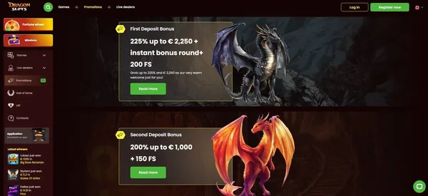 DragonSlots Casino stránka uvítacieho bonusu na mobile